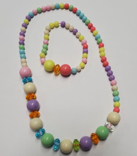 L461 Colorful Beads Necklace & Bracelet Set - Iris Fashion Jewelry