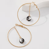 E1680 Gold Hoop Yin Yang Dangle Earrings - Iris Fashion Jewelry