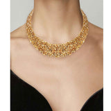 N1934 Gold Silver Blue Rhinestone Bib Style Necklace with FREE Earrings - Iris Fashion Jewelry