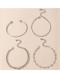 B1180 Silver Heart Bracelet Set - Iris Fashion Jewelry