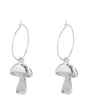E1782 Silver Hoop Mushroom Dangle Earrings - Iris Fashion Jewelry