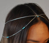 H265 Silver Turquoise Bead Headdress - Iris Fashion Jewelry