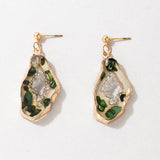 E1699 Gold Clear Green Stone Look Earrings - Iris Fashion Jewelry
