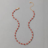 N569 Gold Iridescent Red Bead Choker Necklace with FREE EARRINGS - Iris Fashion Jewelry