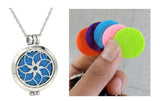 N174 Silver Flower Essential Oil Necklace with FREE Earrings PLUS 5 Different Color Pads - Iris Fashion Jewelry