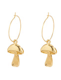 E1781 Gold Hoop Mushroom Dangle Earrings - Iris Fashion Jewelry