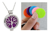 N1171 Silver Tree Essential Oil Necklace with FREE Earrings PLUS 5 Different Color Pads - Iris Fashion Jewelry