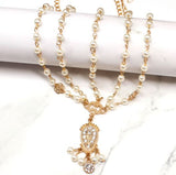 H832 Gold Bead Rhinestone Headdress - Iris Fashion Jewelry