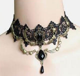 N621 Black Lace Choker Heart Wings Necklace With FREE Earrings - Iris Fashion Jewelry