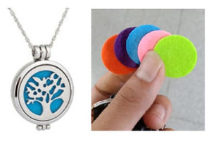 N160 Silver Tree Essential Oil Necklace with FREE Earrings PLUS 5 Different Color Pads - Iris Fashion Jewelry