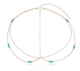 H310 Gold Turquoise Bead Headdress - Iris Fashion Jewelry