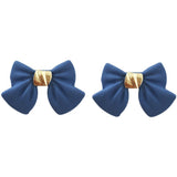 E1528 Gold Royal Blue Bow Earrings - Iris Fashion Jewelry
