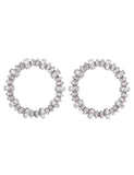 E1586 Large Silver Rhinestone Circle Earrings - Iris Fashion Jewelry