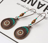 E1617 Bronze Teardrop Bead Iridescent Rhinestone Earrings - Iris Fashion Jewelry