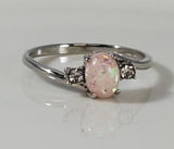R04 Silver Pale Pink Opal Gemstone Ring - Iris Fashion Jewelry
