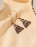 E1746 Gold Brown Acrylic Triangle Earrings - Iris Fashion Jewelry