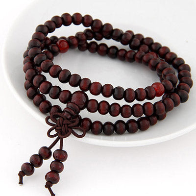B323 Claret-Red Wood Beads Bracelet - Iris Fashion Jewelry