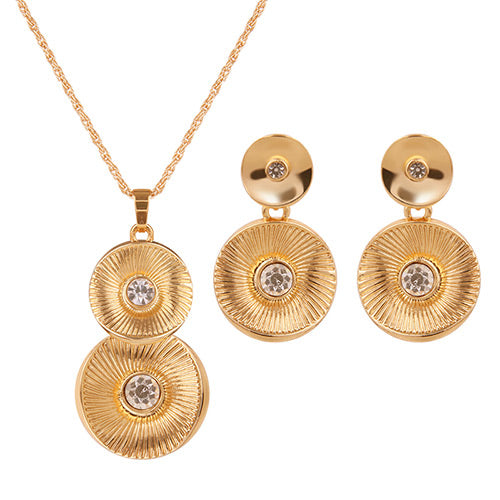 N399 Gold Flower Design Necklace with FREE Earrings - Iris Fashion Jewelry