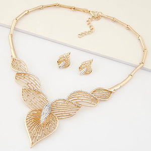 N542 Gold Filigree Design Necklace with FREE Earrings - Iris Fashion Jewelry