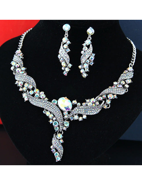 N271 Multi Colored Gem Necklace with FREE Earrings - Iris Fashion Jewelry