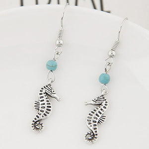 E402 Silver Seahorse Earrings - Iris Fashion Jewelry