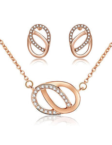 N367 Gold Double Loop Gemstone Necklace with FREE Earrings - Iris Fashion Jewelry