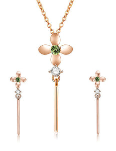 N327 Gold & Green Gem Tassel Necklace with FREE Earrings - Iris Fashion Jewelry