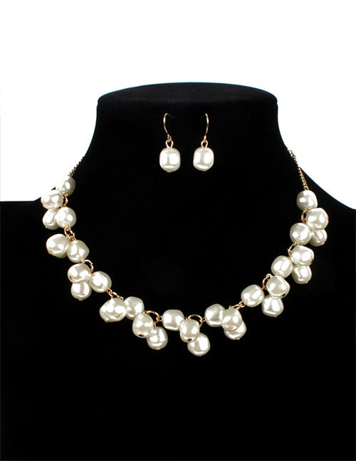 N489 Gold Vintage Pearl Necklace with FREE Earrings - Iris Fashion Jewelry