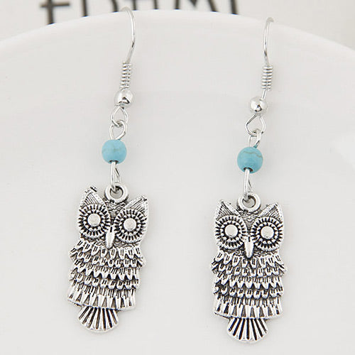 E401 Silver Owl Earrings - Iris Fashion Jewelry