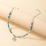 N2206 Silver Colorful Seed Bead Palm Tree Necklace FREE Earrings - Iris Fashion Jewelry