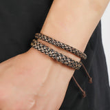 B116 Brown Woven Leather Bracelet - Iris Fashion Jewelry