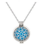 N905 Silver Flower Design Essential Oil Necklace with FREE Earrings PLUS 5 Different Color Pads - Iris Fashion Jewelry