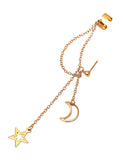 E1356 Gold Moon & Star Chain Cuff Single Earring - Iris Fashion Jewelry