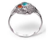 R274 Silver Eagle Turquoise Stone Ring - Iris Fashion Jewelry