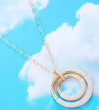 N2004 Gold Hoop Pearl Abalone Accent Necklace with FREE Earrings - Iris Fashion Jewelry