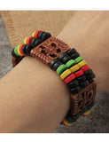 B1188 Red Yellow Green Wooden Bead Bracelet - Iris Fashion Jewelry