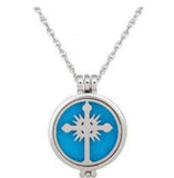 N810 Silver Cross Design Essential Oil Necklace with FREE Earrings PLUS 5 Different Color Pads - Iris Fashion Jewelry