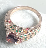 R335 Rose Gold Red Gem Multi Rhinestone Ring - Iris Fashion Jewelry