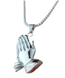 N1093 Silver Praying Hands Necklace - Iris Fashion Jewelry