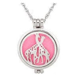 N1014 Silver Giraffes Essential Oil Necklace with FREE Earrings PLUS 5 Different Color Pads - Iris Fashion Jewelry