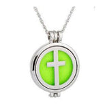 N1090 Silver Cross Essential Oil Necklace with FREE Earrings PLUS 5 Different Color Pads - Iris Fashion Jewelry