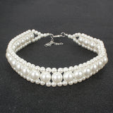 N2031 Silver Pearl Choker Necklace with FREE Earrings - Iris Fashion Jewelry
