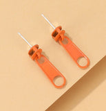 E1855 Orange Metal Zipper Earrings - Iris Fashion Jewelry
