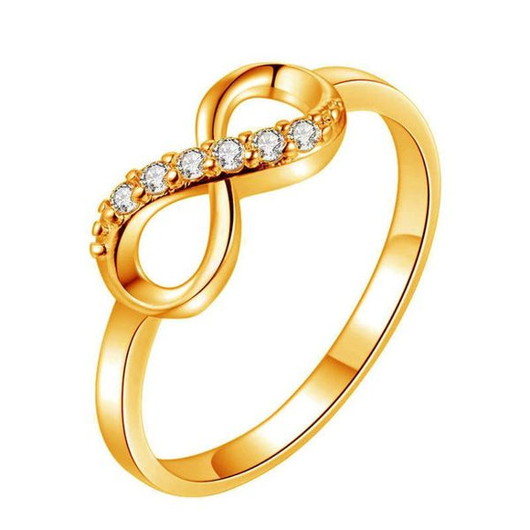 R208 Gold Rhinestone Infinity Ring - Iris Fashion Jewelry