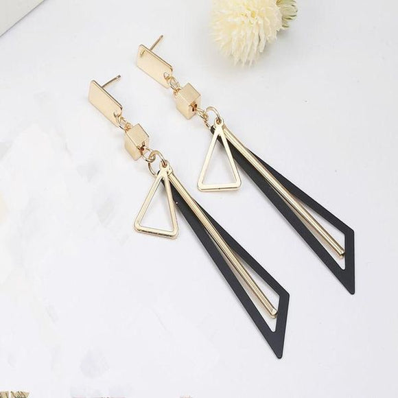 E1153 Gold Black Hollow Triangle Earrings - Iris Fashion Jewelry