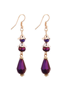 E911 Purple Gem Dangle Earrings - Iris Fashion Jewelry