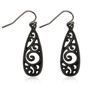 E1140 Black Vintage Filigree Earrings - Iris Fashion Jewelry