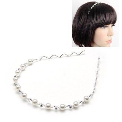 H327 Silver Hair Band with Pearls and Rhinestones - Iris Fashion Jewelry