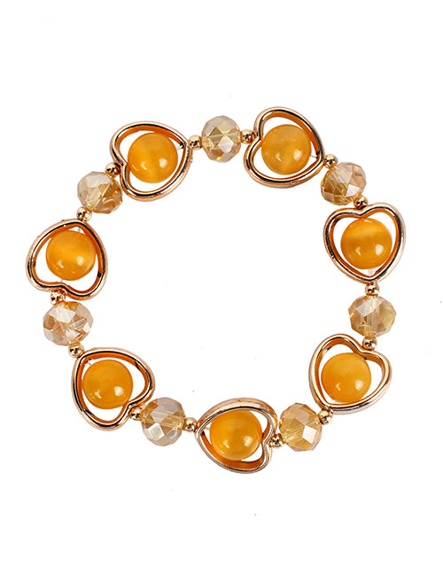 B766 Gold & Yellow Heart Gem Bracelet - Iris Fashion Jewelry