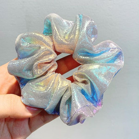 H325 Pastel Multi Color Shiny Hair Scrunchie - Iris Fashion Jewelry